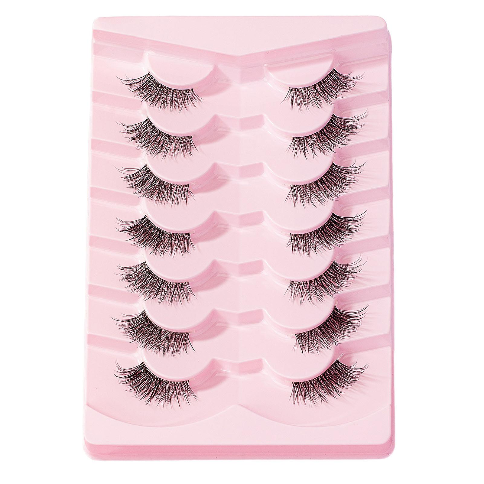 7 Pairs Realistic Curl Half False Eyelashes Lengthening Wisps Lashes