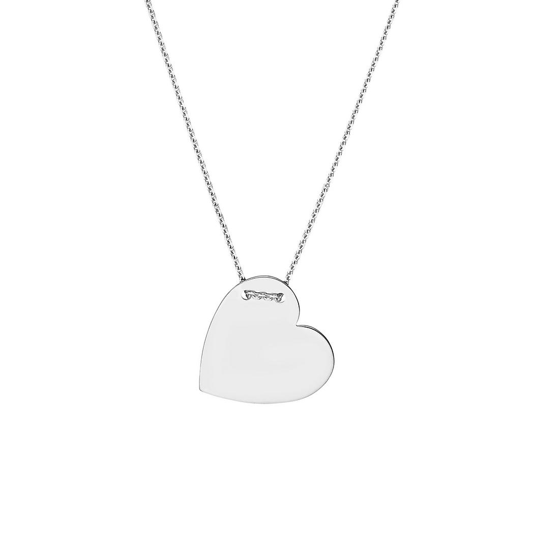 Colar com pingente de coração e nome em prata de lei 925 banhada a ródio, 45 cm (18 polegadas), para mulheres.