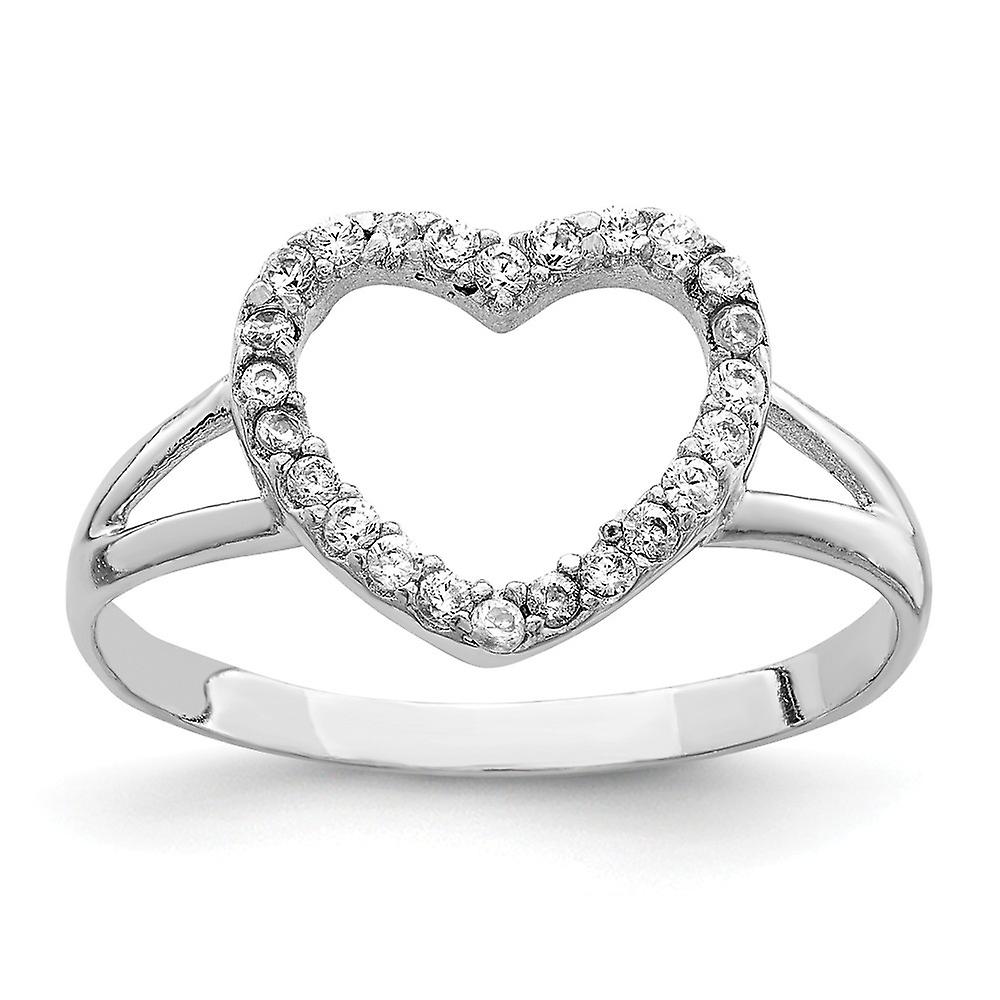 925 Sterling Silver Polished Cubic Zirconia Love Heart Ring Statement-Ring for Women - Ring Size: 6 to 8