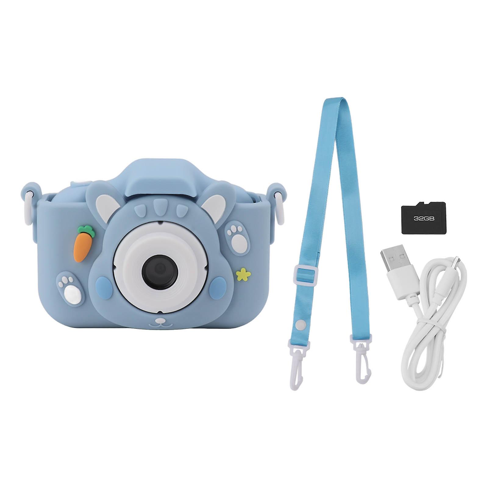 Kids Digital Camera with 32G Card Front Rear Lens 1080P High Definition 8X Zoom USB Rechargeable for Children