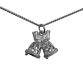 Silver 21x19mm Wedding Bells Pendant with a curb Chain 24...
