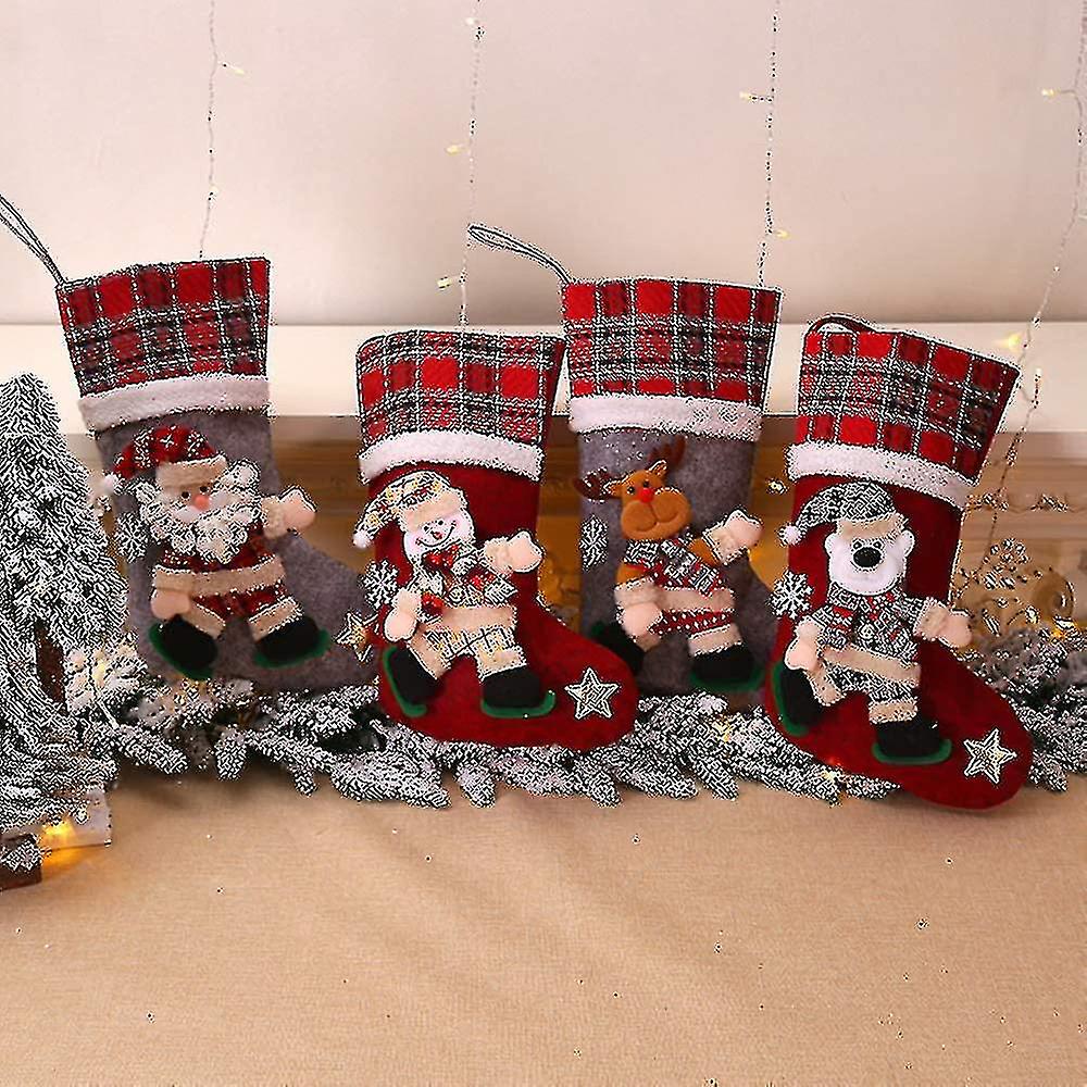 Christmas Stocking Set 4 Pieces Santa Boots Gift Bag