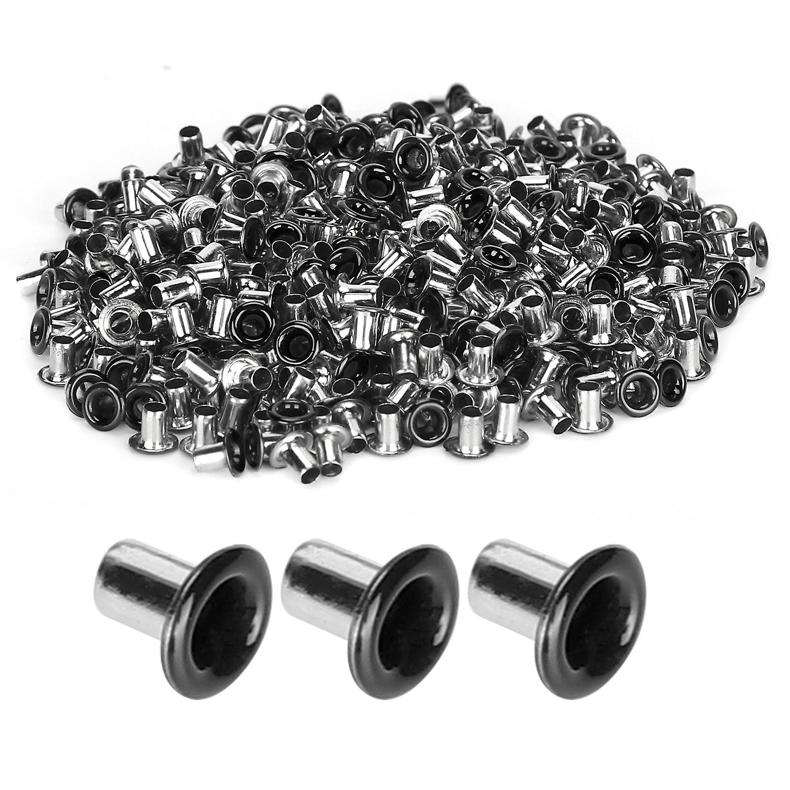 500pcs 2mm Inner Hole Colored Brass Eyelets Grommets for Clothing Shoes Bags Crafts Shiny Black