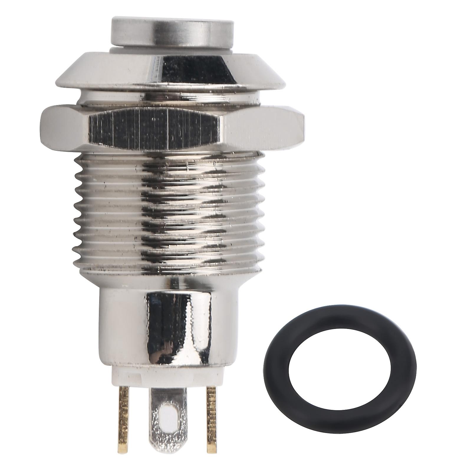 Metal Button Switch Reset Type Waterproof with Light 10mm 3V for Low Current DoorbellsWhite