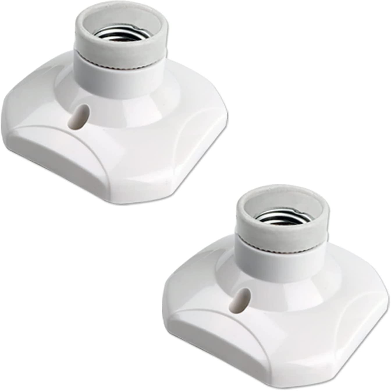 2 Pack AC 230V Indoor Wall Lamp Ceiling Lamp Screw Socket E27 LED Bulb Holder Plastic Socket Garage