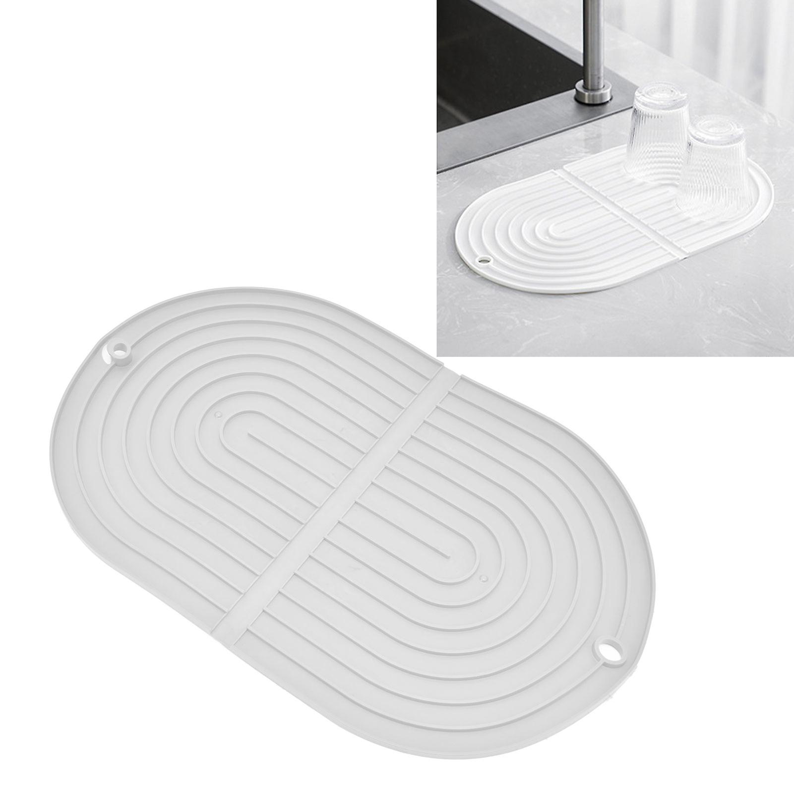 Multifunctional Foldable Dish Drying Mat 24.5x39.5cm White TPR