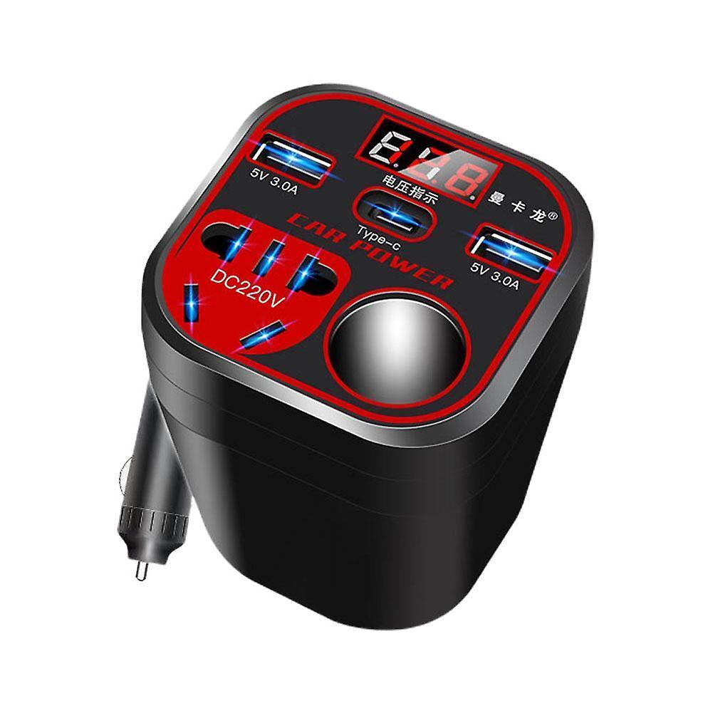 Araba Güç Çevirici 24V / 12V Led Ekran 3 USB Bağlantı Noktası + Çakmak