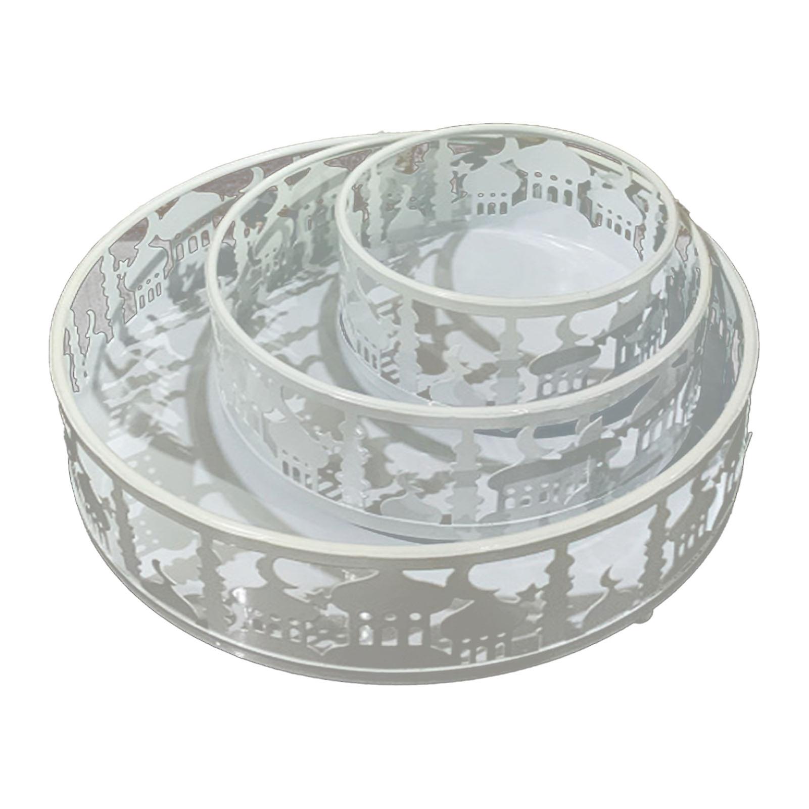 3Pcs Modern Fruit Bowl Thickened Round Edge Hollow Design Easy to Clean Serving Platter for Home Party Serving White