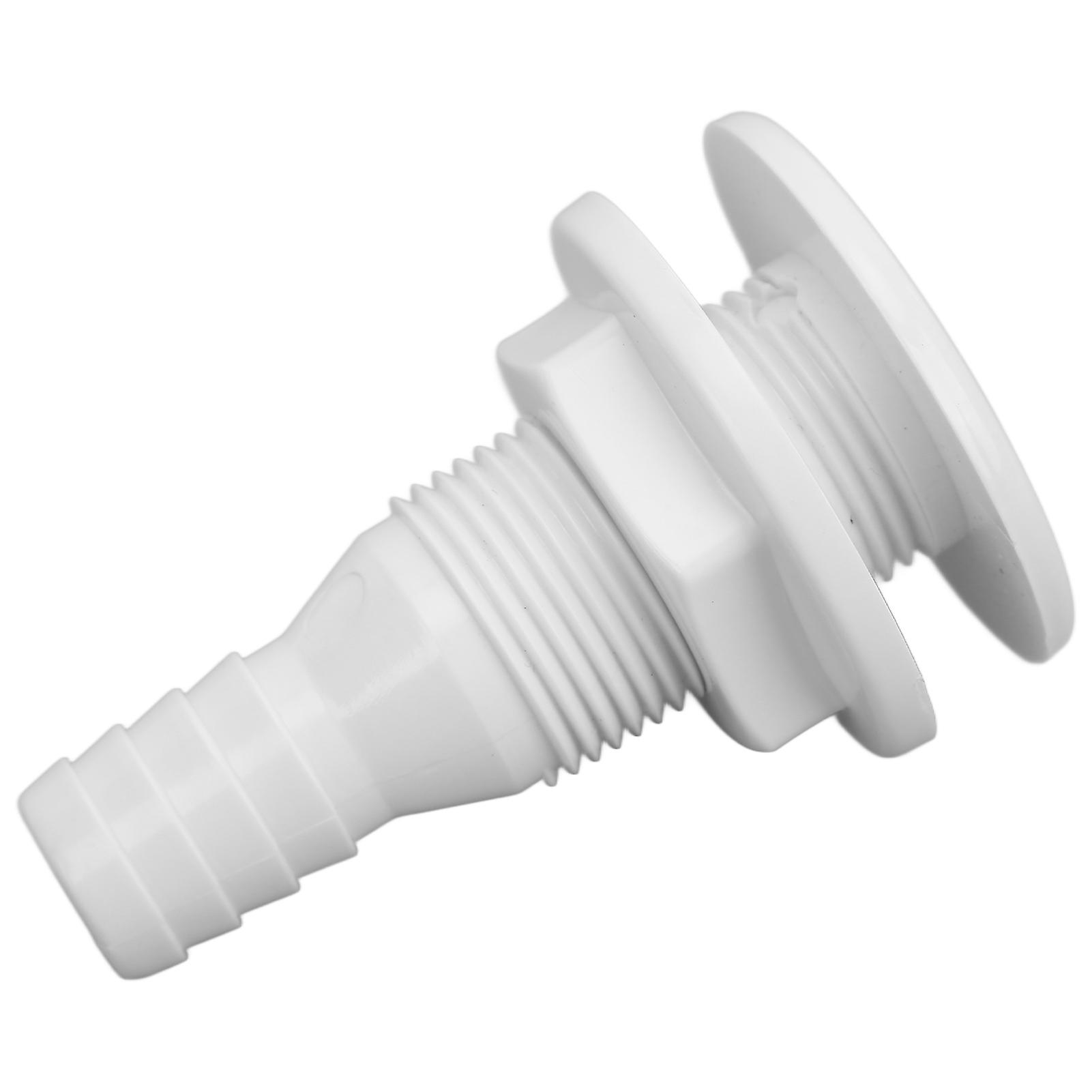 Boat Through Hull Connector 3/4in ABS Plastic Hose Coupling Drain Outlet AccessoryWhite