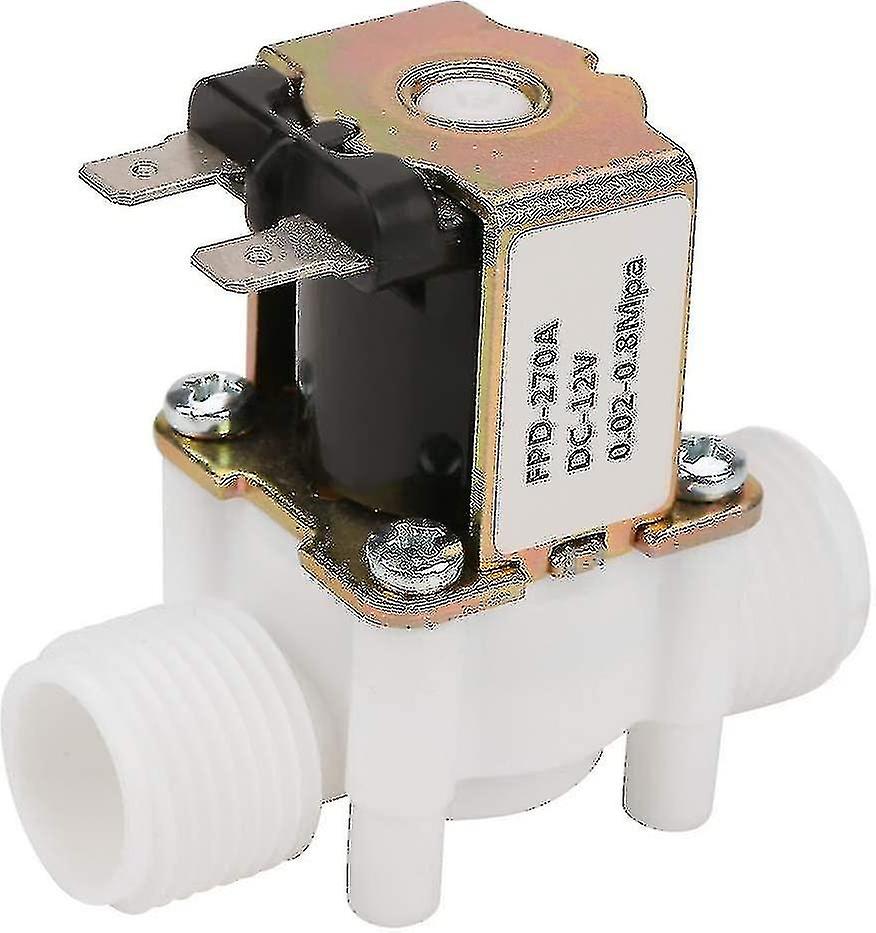 Solenoid Valve, Dc 12v G1/2" Nc Plastic Water Inlet Solenoid Valve 0.02-0.8 Mpa Normally Closed Elec