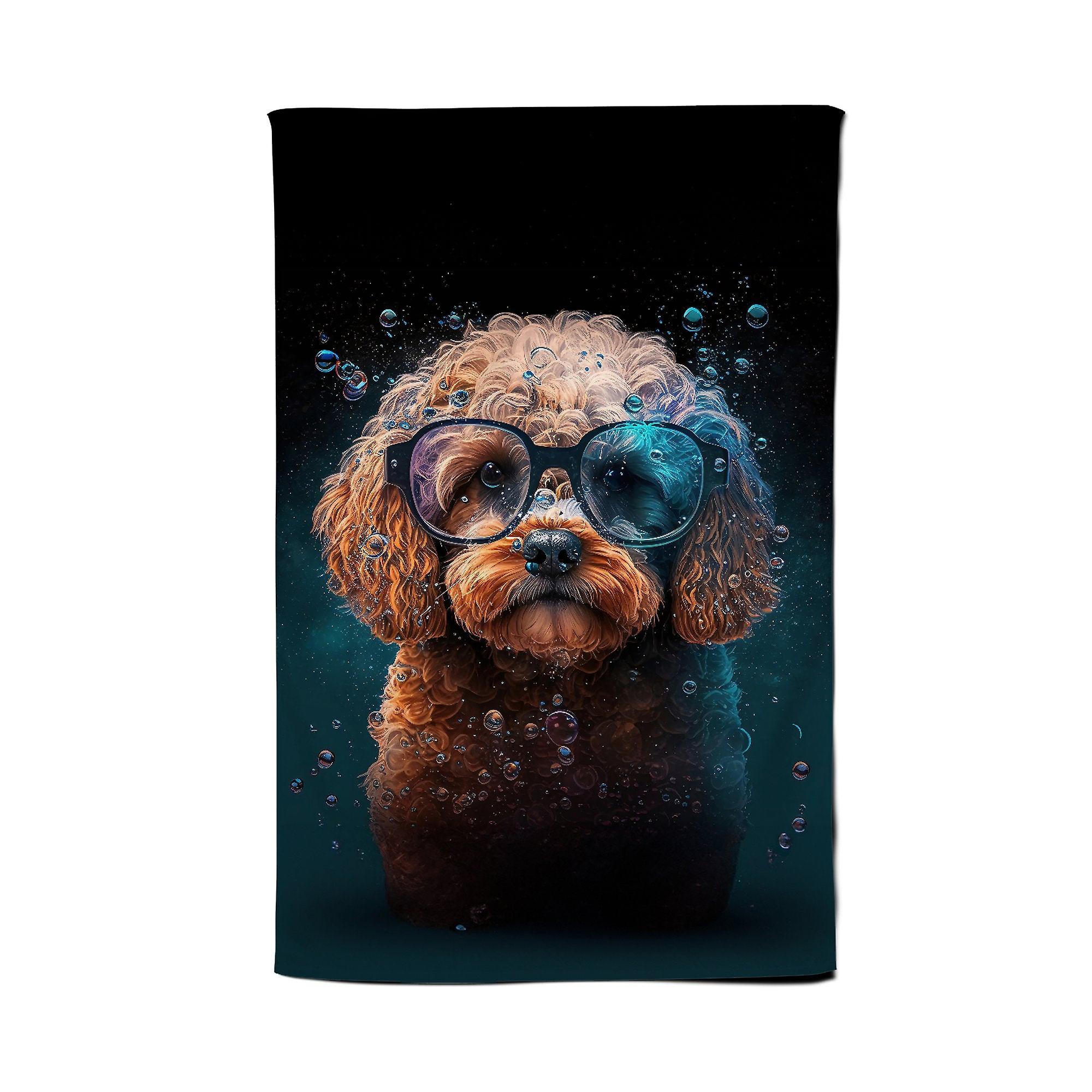 Cavapoo Dog Face Splashart Tea Towel
