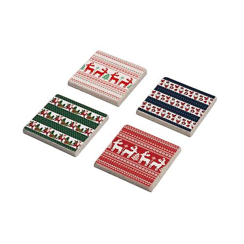 Christmas Nordic Pattern Stone Coasters Set