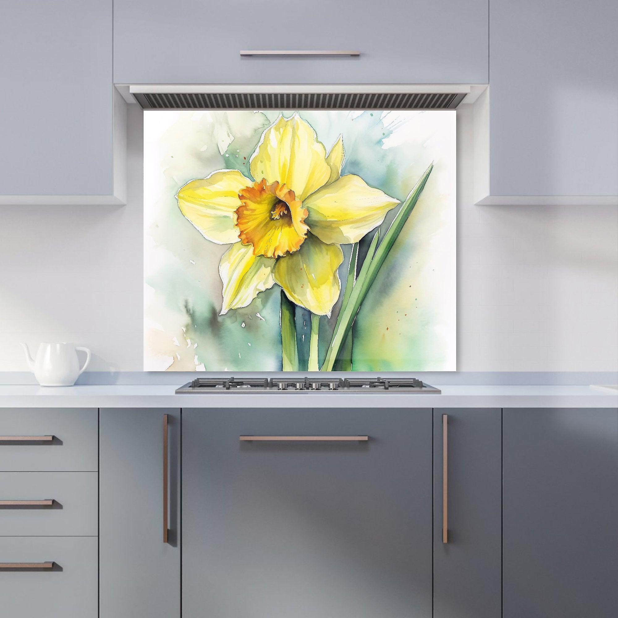Watercolour Daffodil Kitchen Splashback