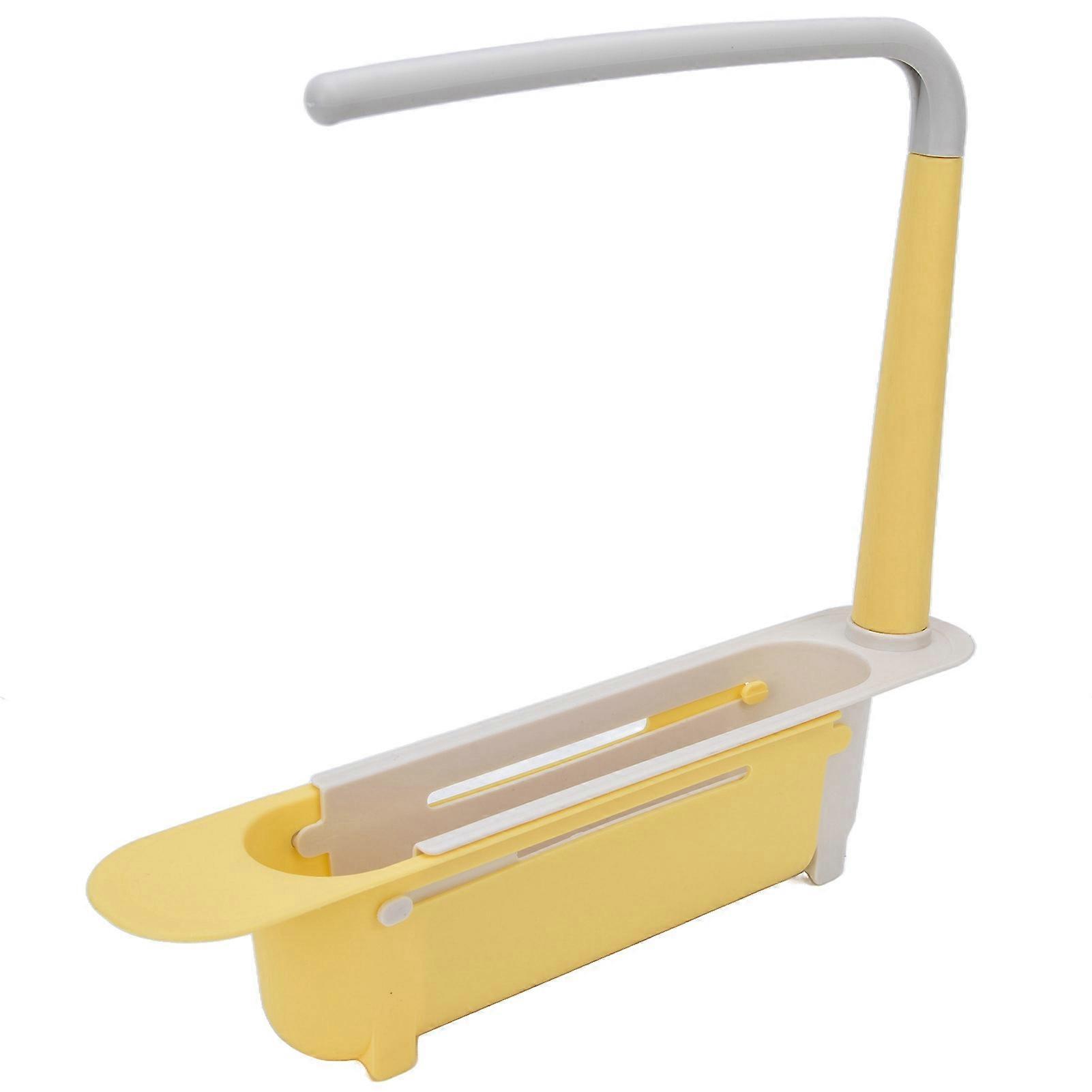 Telescopic Sink Storage Rack Length Freely Adjustable Large Capacity PP Expandable Sink Organizer for Kitchen SinkYellow 