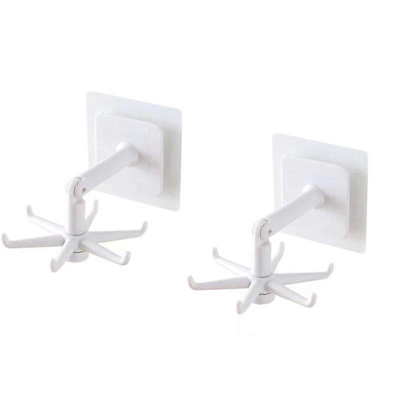 Punch-free Hook Creative Hook Kitchen Rotating Rack Wall Storage and Finishing Hook 2 White