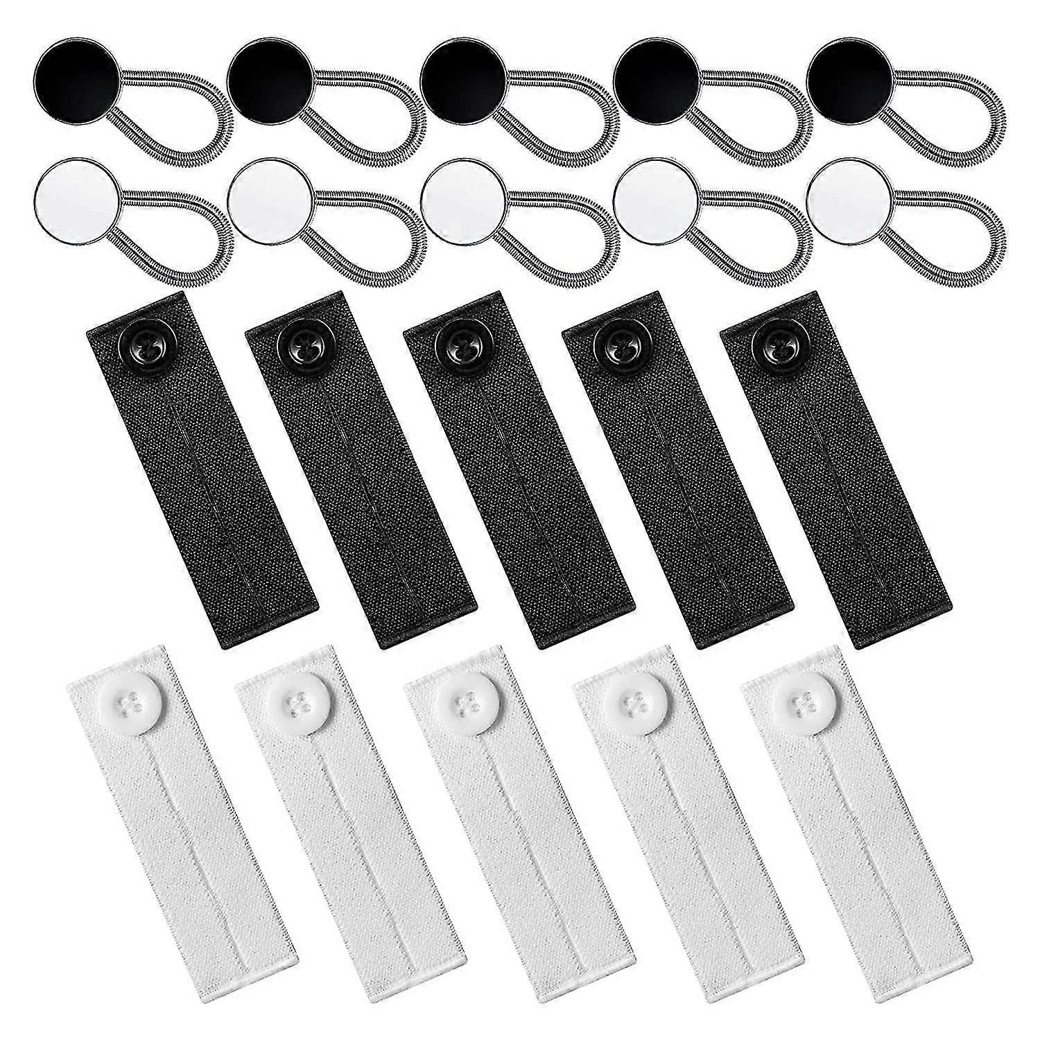 20 Pcs Extender Button Set Including 10 Elastic Waist and Comfy Adjustable Extenders for Jeans Invi