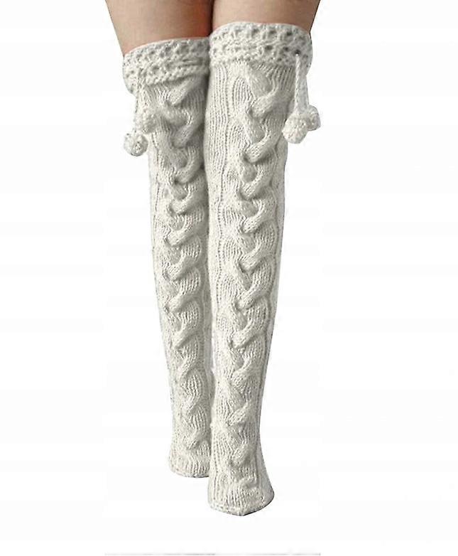 Warm Knee Socks With Pompoms Colors