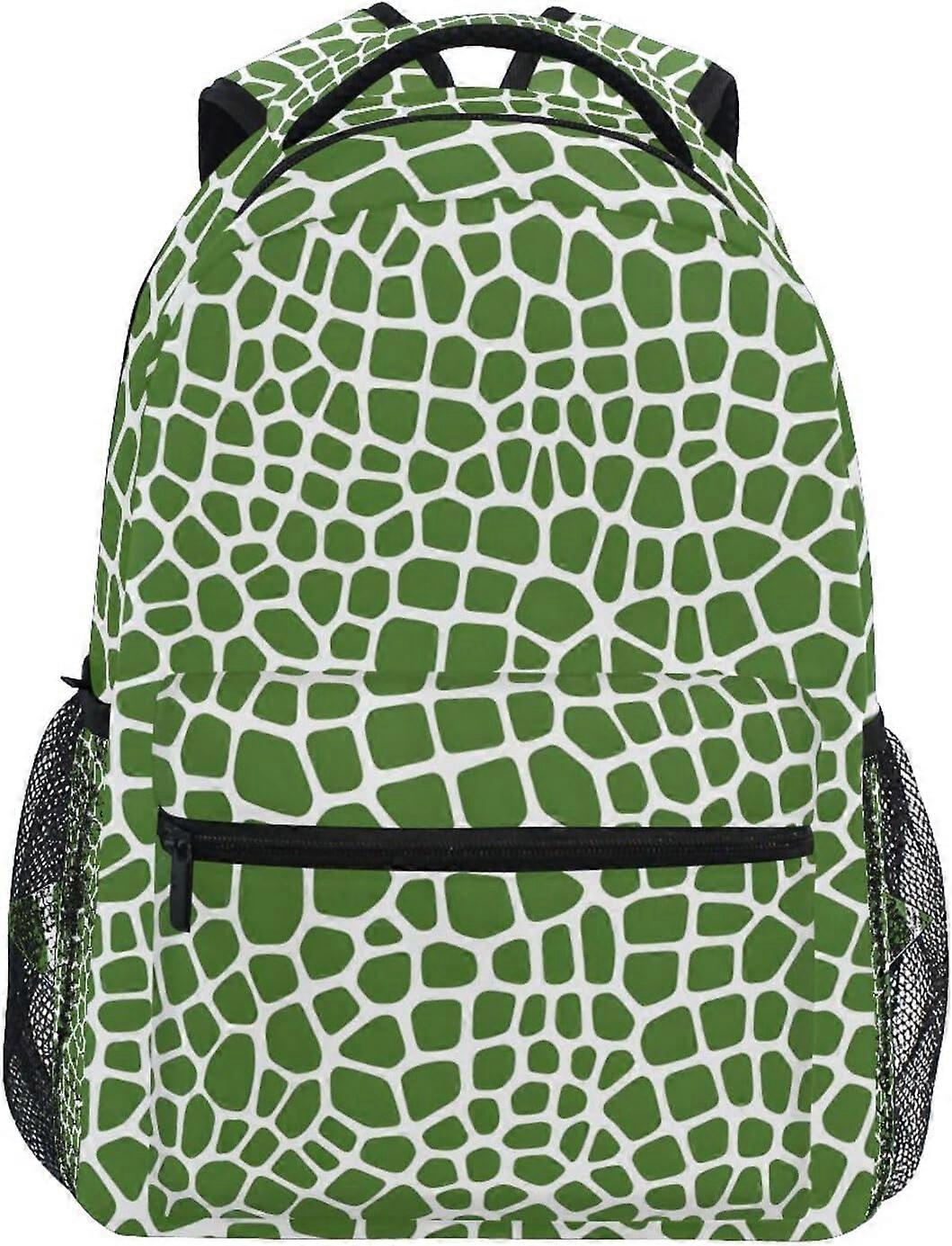 トカゲスキングリーンパターンバックパック女の子用男の子スクールバックパックキッズスクールバッグ軽量学生小学生3rd4th5年生ショルダーバッグ本
