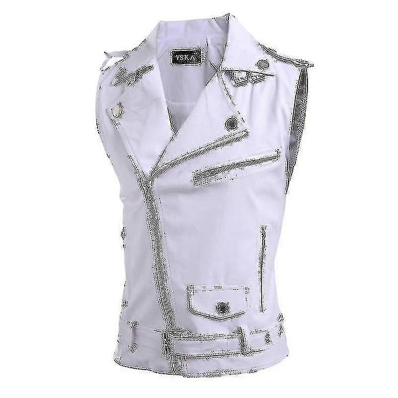 Herren Lederweste Slim Fit Multi-Zip Revers Cropped Lederweste