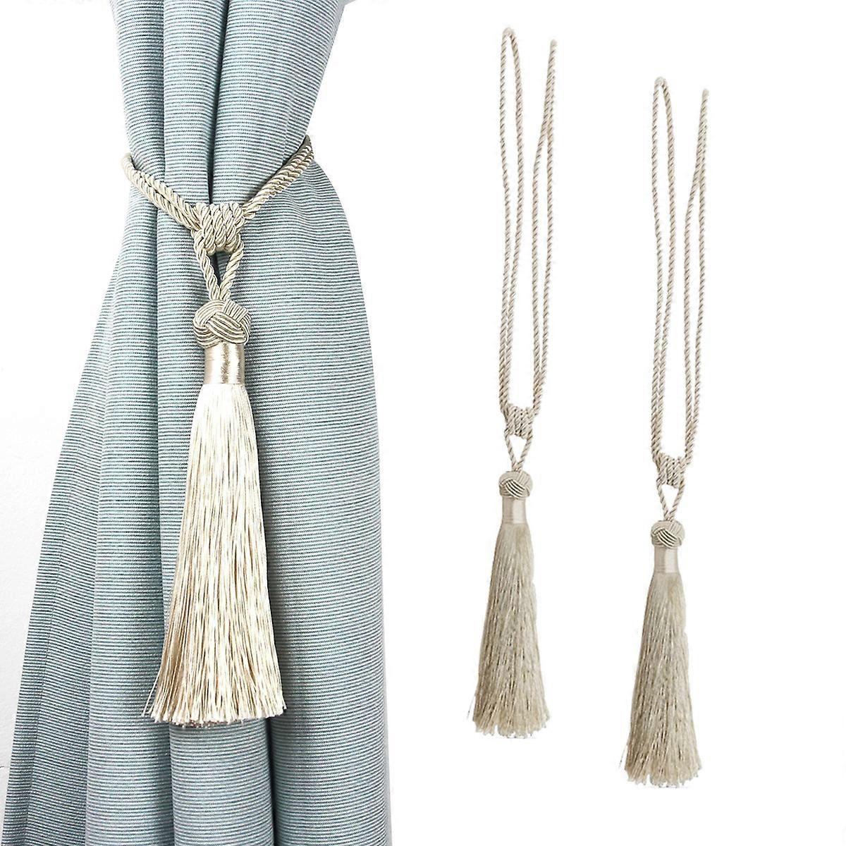 2 Pcs Curtain Tiebacks Tassel Tie-Backs, Handmade Curtain Holdbacks Rope Curtains tie Handmade Curtain Holdbacks for Home and office Window Drapery