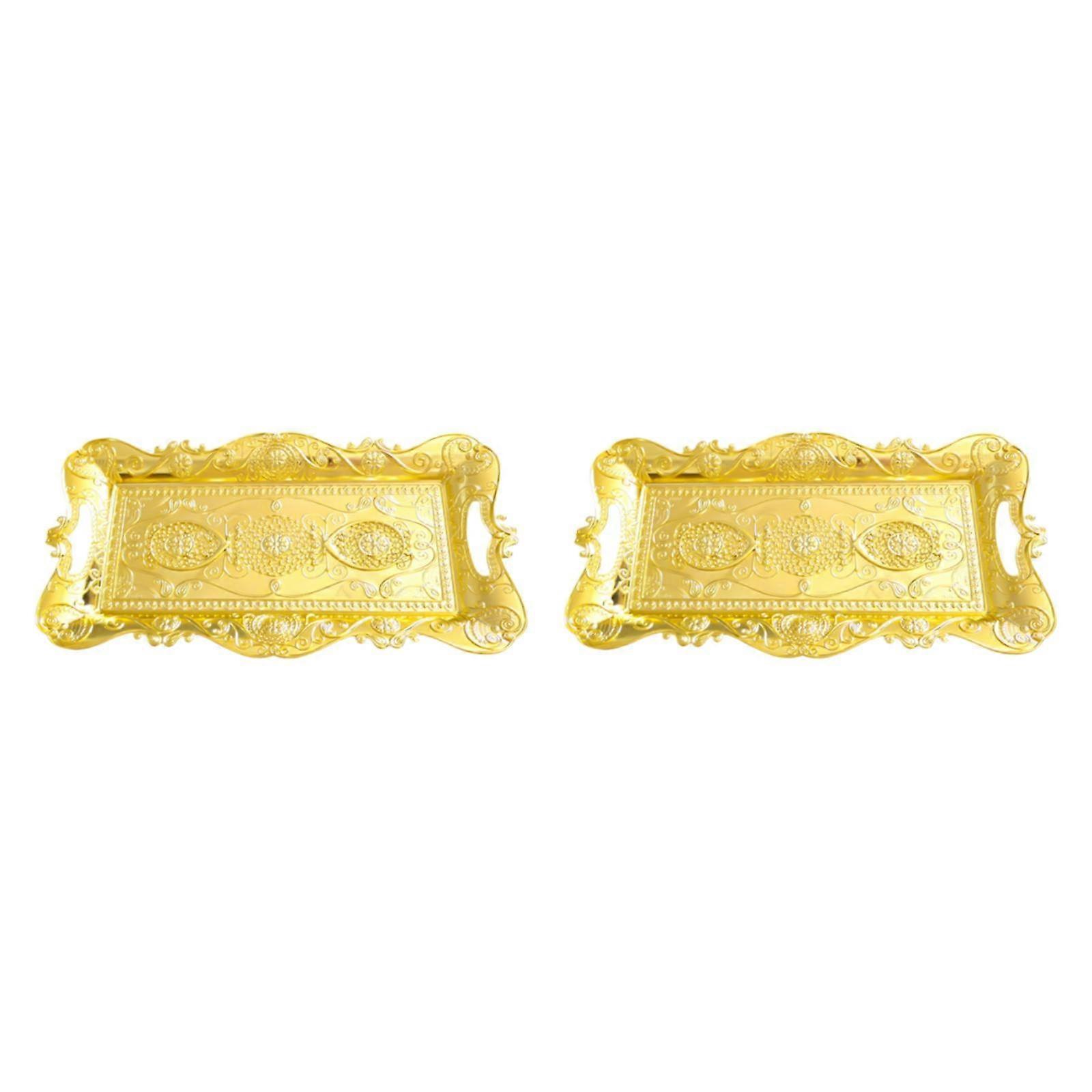 Serving Tray Multi Function Ring Holder Fruit Plate for Events Wedding Table Golden