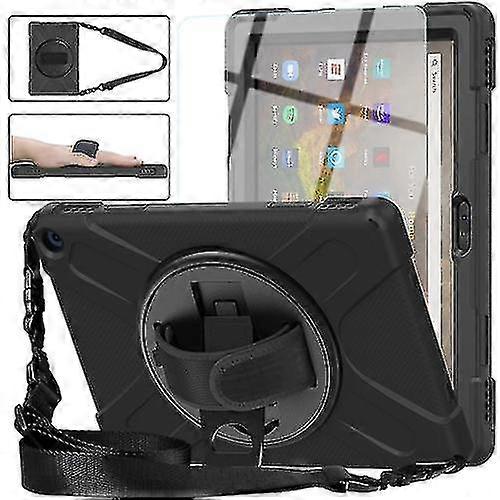 For Amazon Kindle Fire Hd 10 2021 Silicone + Pc Protective Case With Holder Shoulder Strap