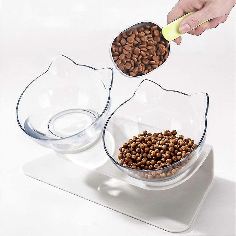 Orthopedic Anti-vomiting Pet Bowl With Raised Stand, Double Bowl Cat Feeder, 15 Tilted Platform, Perfect For Cats And Small Dogs