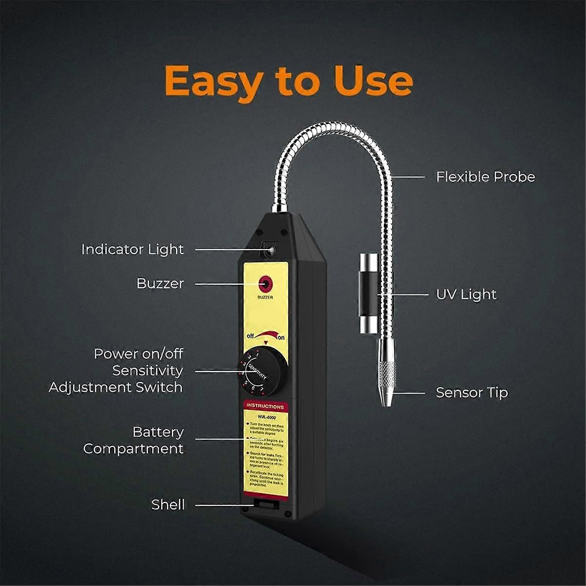 Détecteur De Fuite De Gaz Réfrigérant – Pour Climatisation R22, R410A, R134A, Etc., Sensibilité Réglable, Avec Alarme Sonore Et Visuelle
