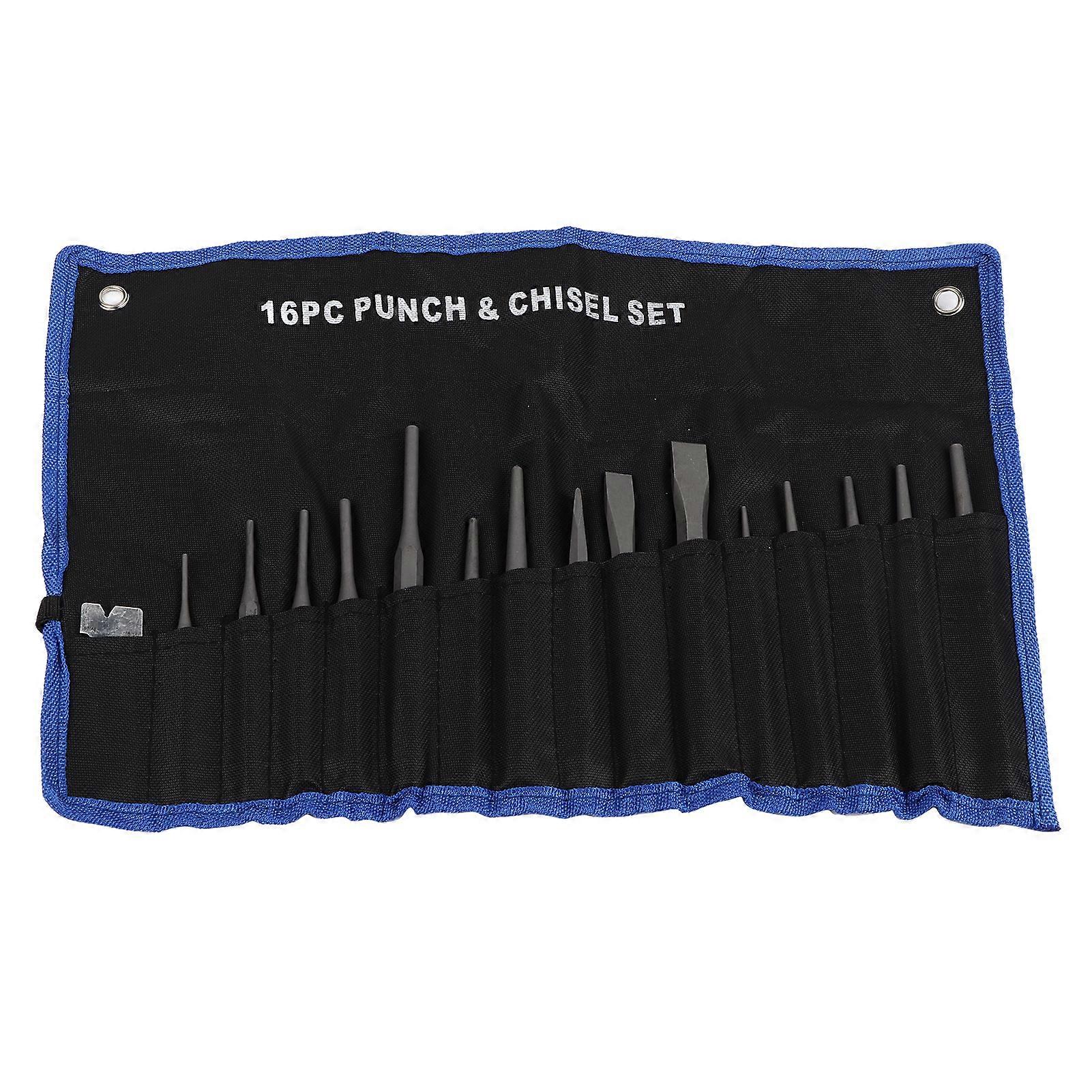 16Pcs Mechanics Punches and Chisel Set Pin Centre Taper Cold Gauge