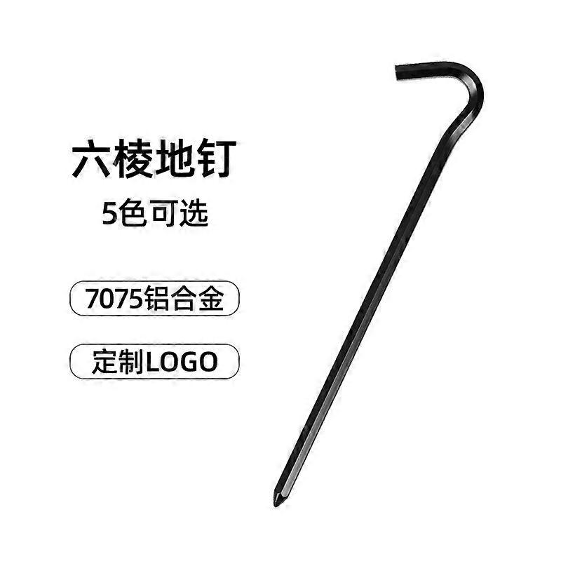 Outdoor canopy tent ground nails hexagonal ground nails hexagonal aluminum alloy lengthened bold question mark ground nails camping nails cross-border