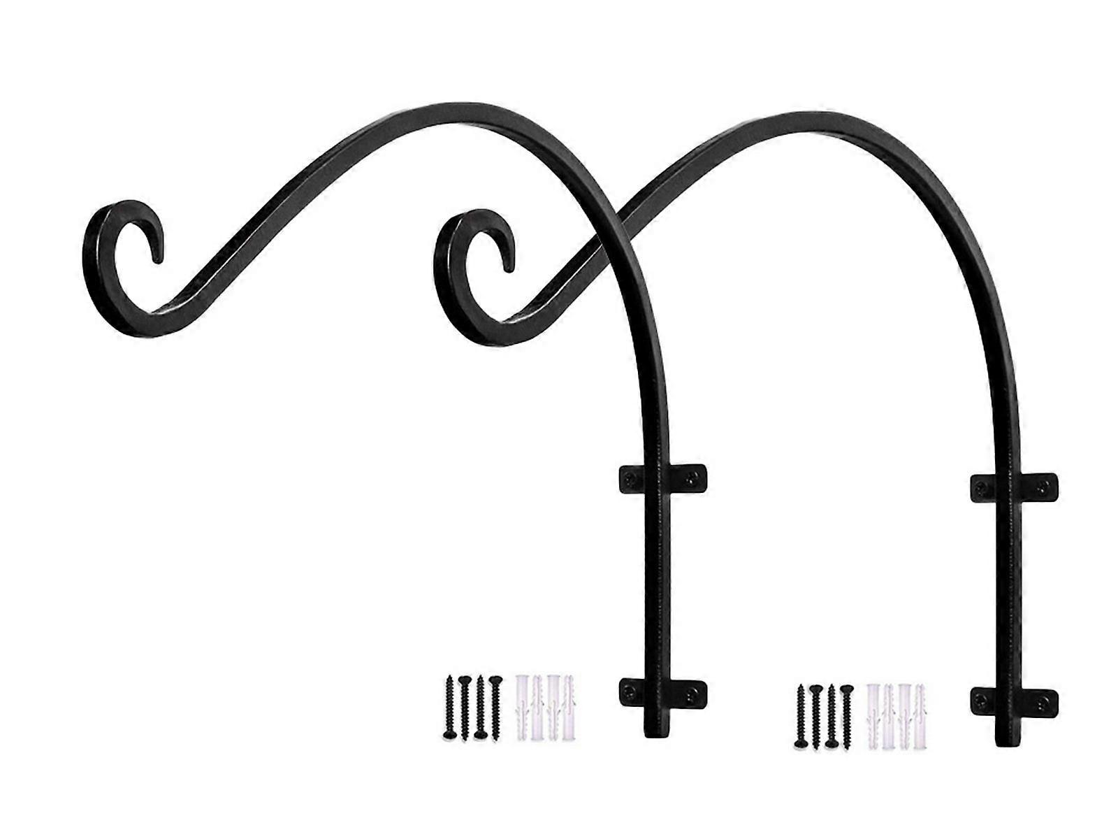 2PCS Metal Hanging Plant Wall Hook Brackets Black