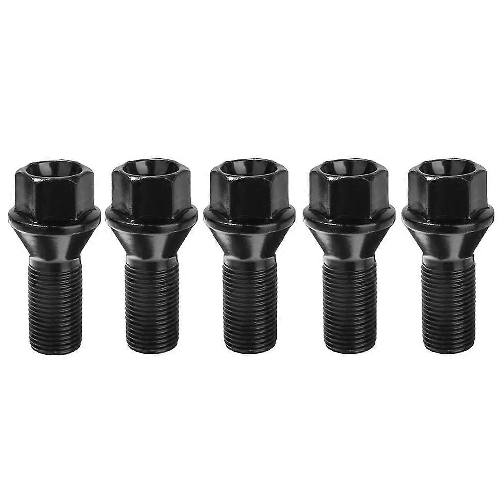 5Pcs M14 x 1.25 Black Wheel Locking Lug Bolt Nut Steel 36136781151 for - X3 X5 E70 E71 F20 F25 X5 X