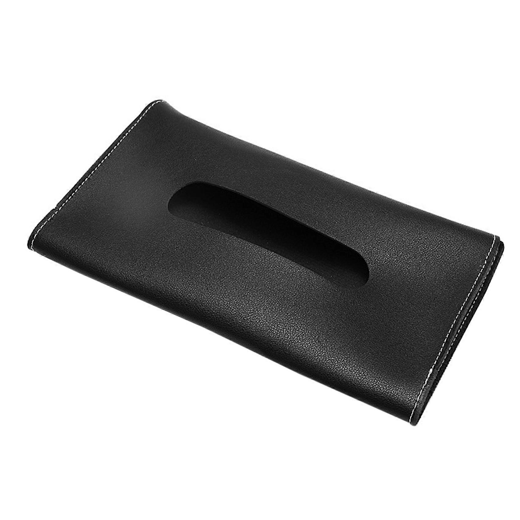 Car Tissue Box Towel Sets Car Sun Visor PU Leather Tissue Box Holder Car Tissue Holder for Cars Bla