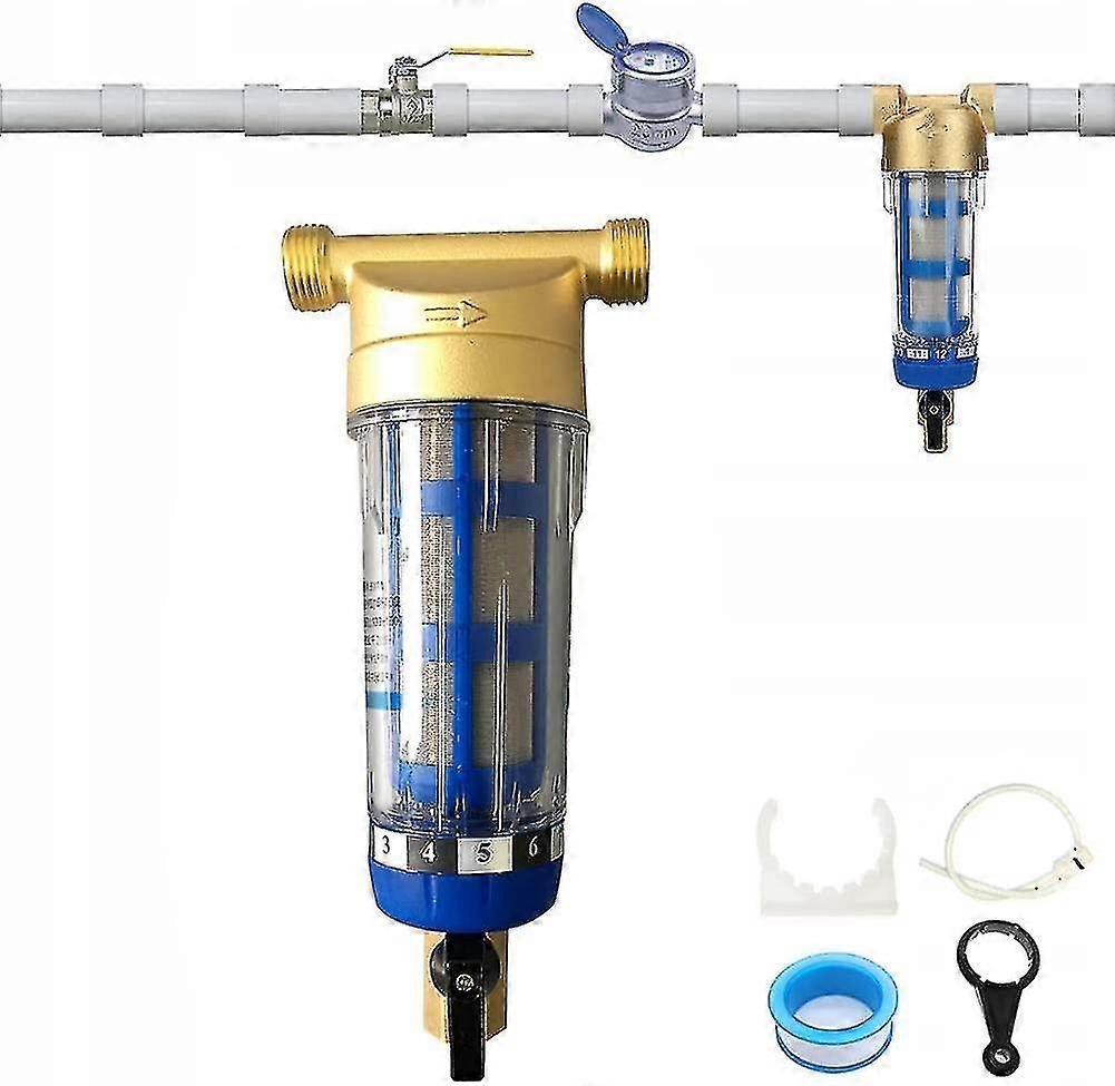 40 Micron Spin Down Sediment Water Filter, Sediment Water Filter External Threads Water Pre-filter Well Water Pipe Sediment Filter Sediment Filter (3/