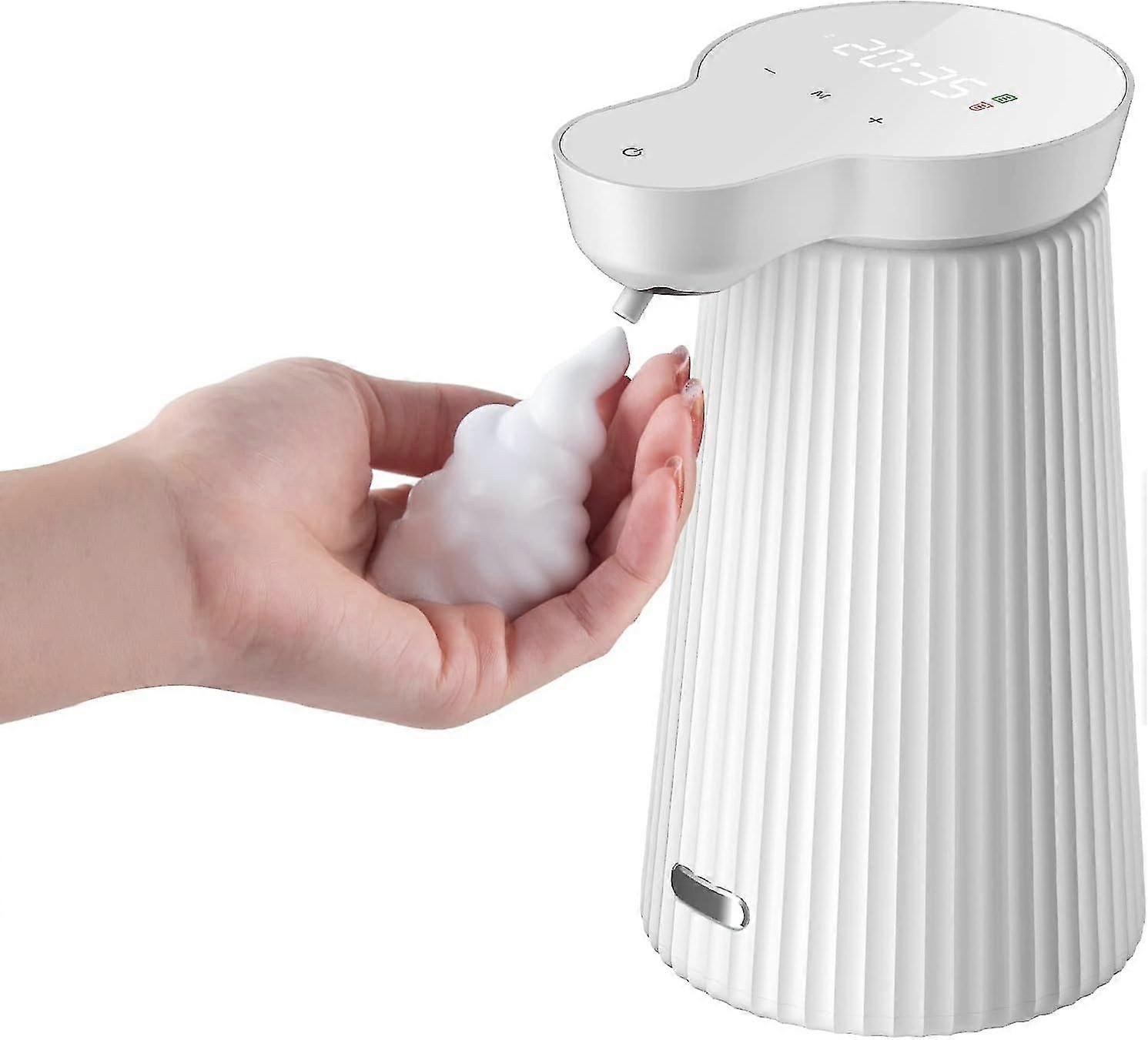 (white-a)electric Automatic Soap Dispenser, Induction Hand Sanitizer Machine 3 Adjustable Levels, Rechargeable With Temperature Display, Suitable For