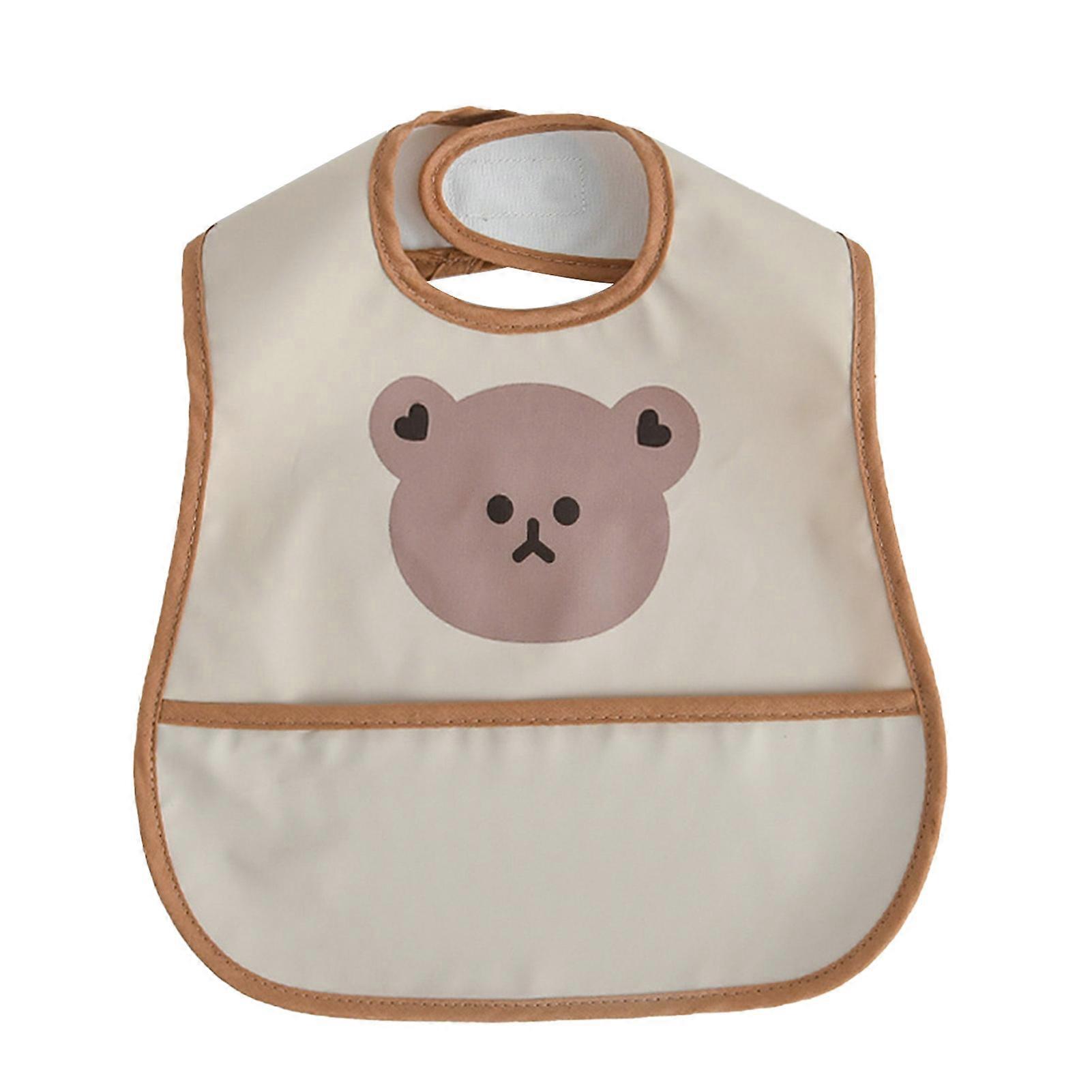 Waterproof Baby Bibs PU Backwards Wear Multifunctional Toddler Feeding Bib with Food Scraps Catcher Pocket