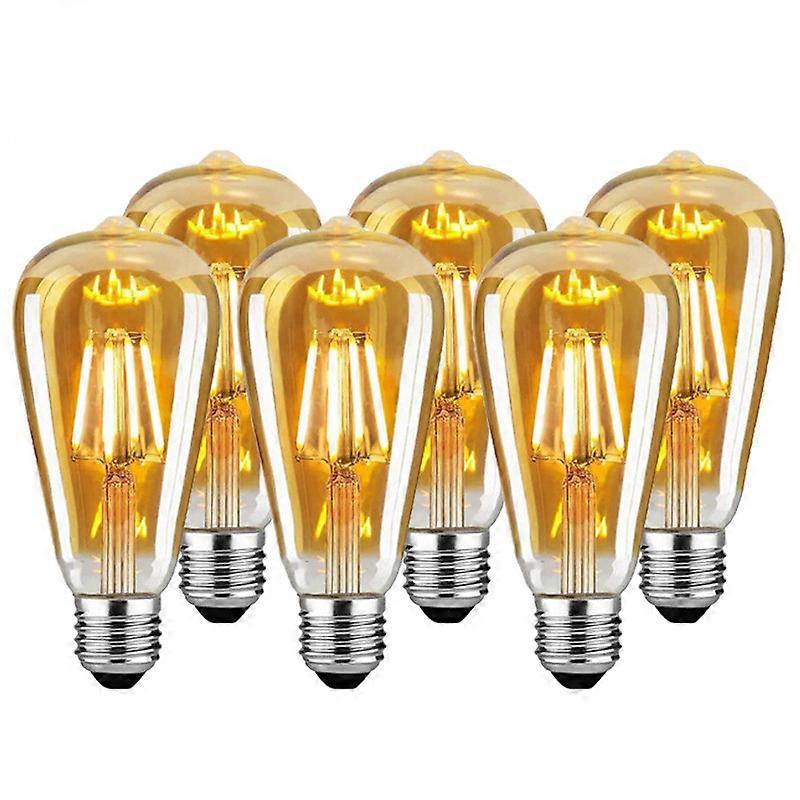 2pcs Vintage Led Bulb St64 Antique Style Bulb Tungsten Dimmable 4w E27 Decorative Filament Bulb