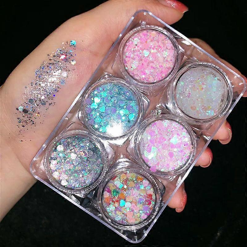 2pcs Eyeshadow 6 colors sequin Flash Eye makeup, stage makeup
