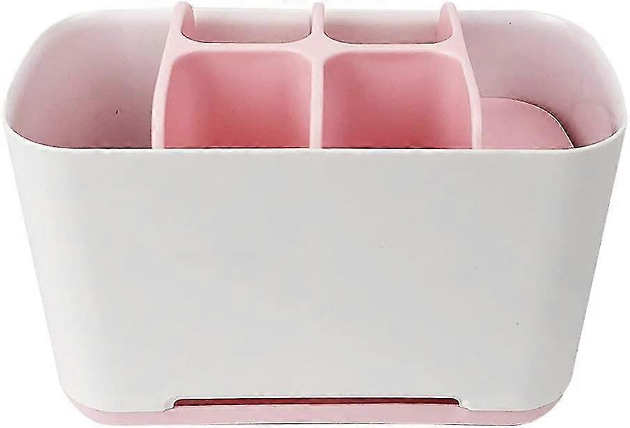 Toothbrush Holder And Toothpaste Tubes, Plastic And Hygienic Large Model Pink