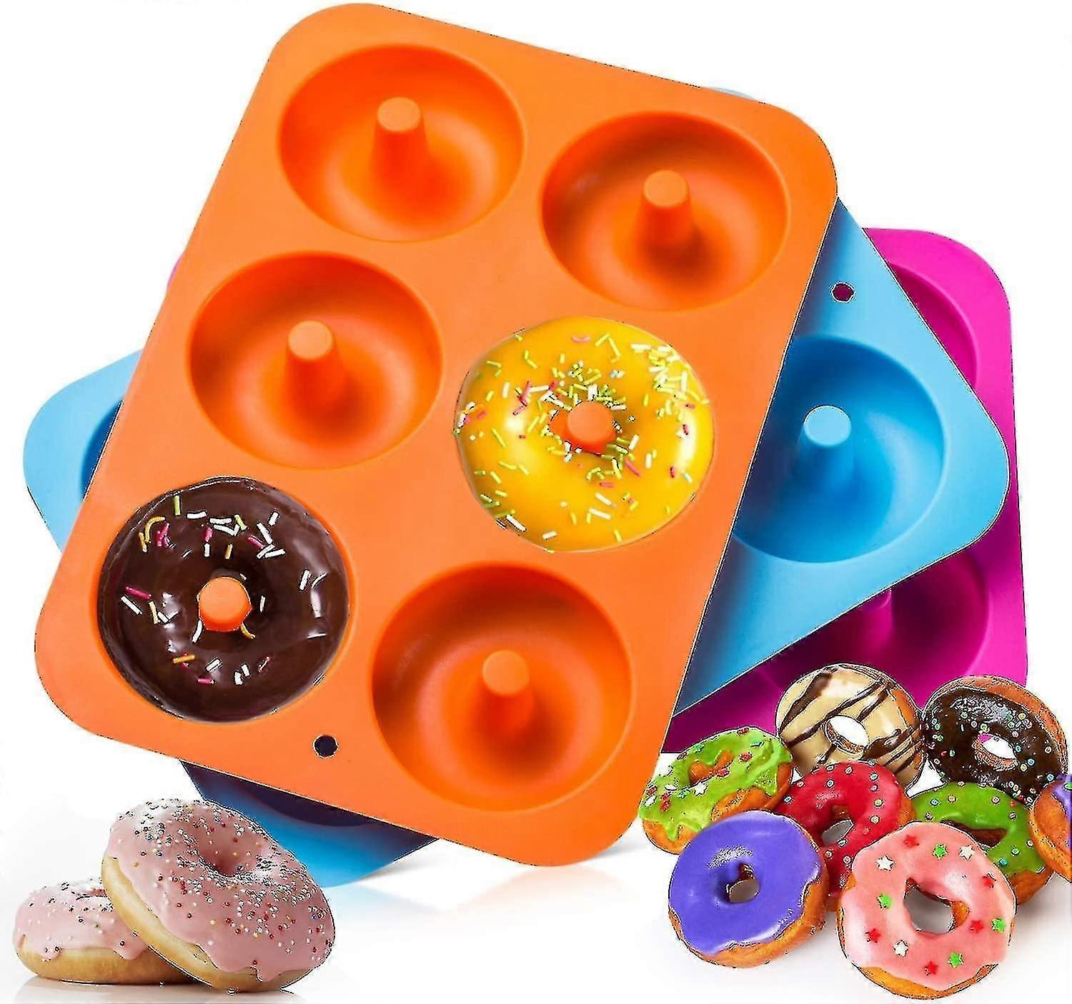3 Pcs Silicone Donut Mold Donut Baking Pan Mold Sheet Container Donuts
