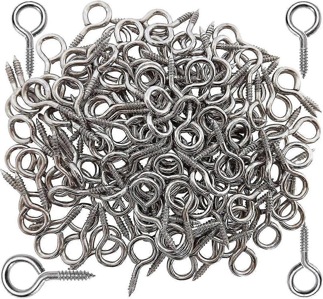 50pcs Stainless Steel Ring Screw Sheep Eye Round Self Tapping Ring Ring With Tether Holder Latch Buckle (silver)