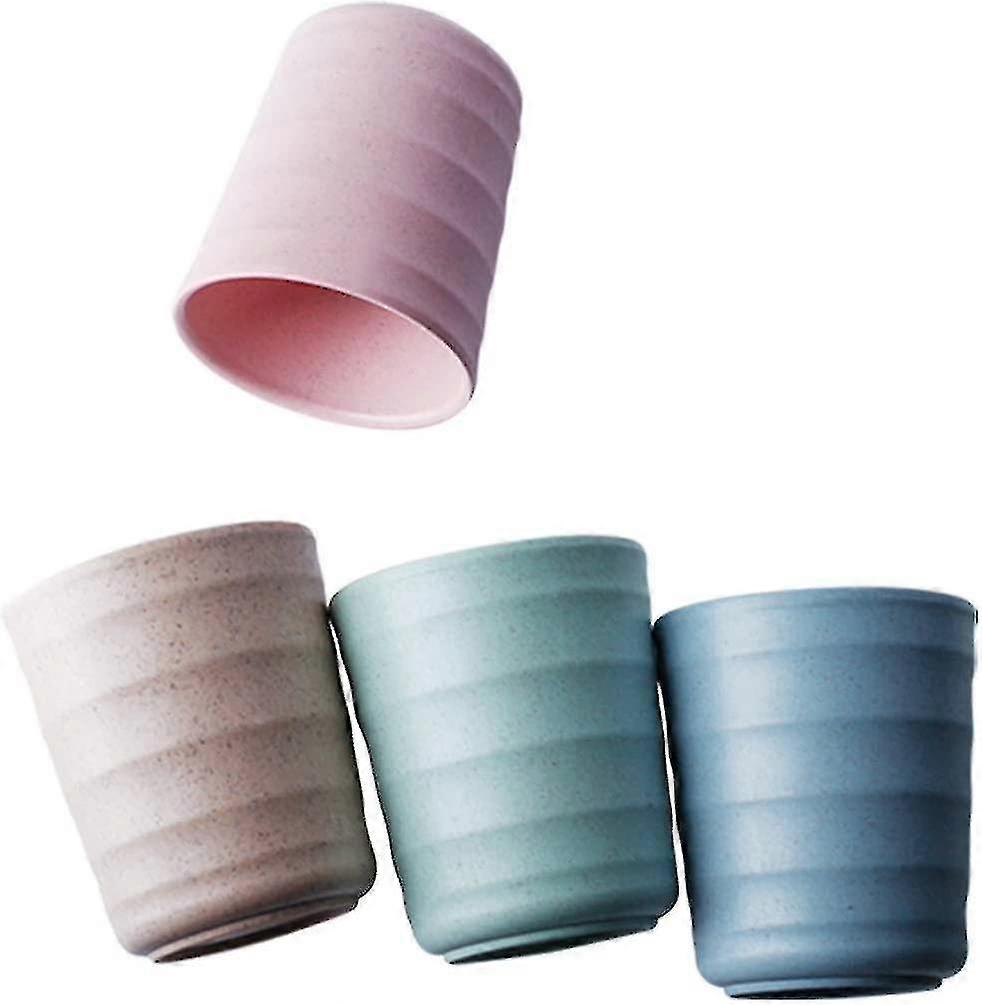 Wheat Straw Plastic Cup (pink Blue Green Yellow) (4pcs)