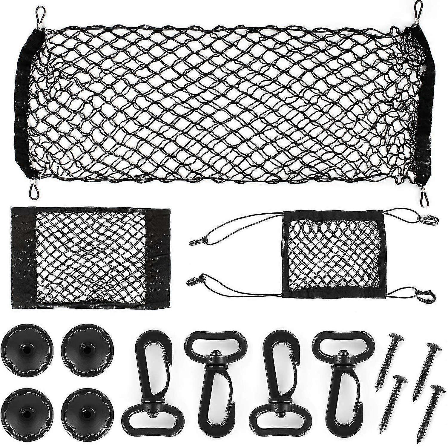 3pcs Car Trunk Storage Net With 4 Hooks And Screws For Motorhome,caravan,truck
