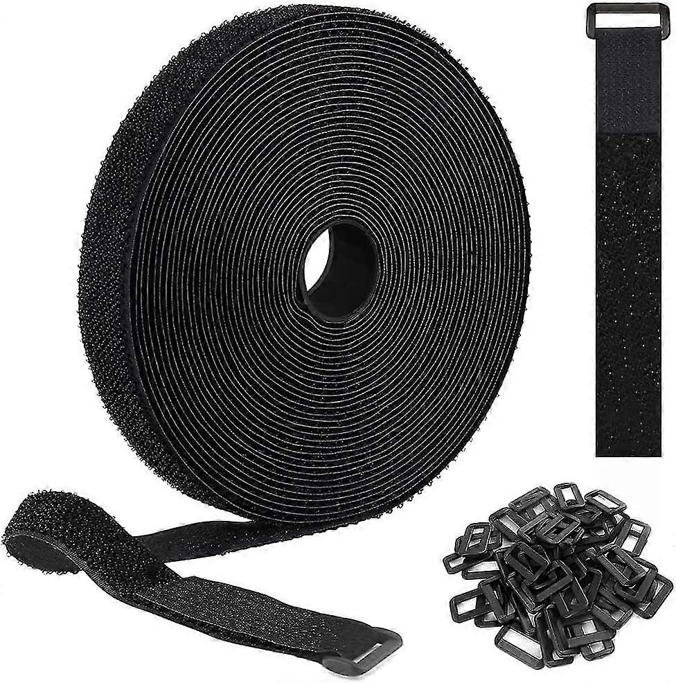 5m Hook And Loop Strap With 25 Metal Buckles, Adjustable Fastening Cable Straps, Cut-to-length Ties, Reusable Nylon Fastening Ties For Organizing Or S
