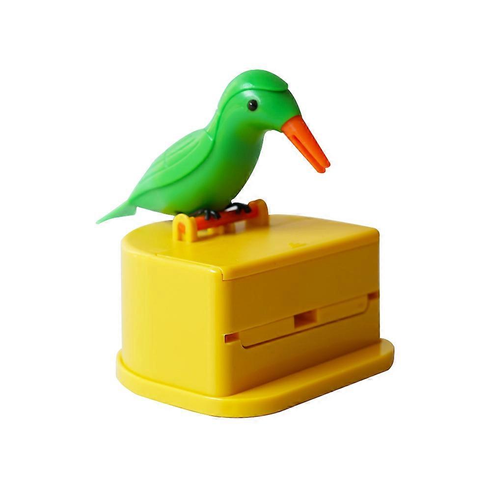 The toothpick dispenser is shaped like a cute bird. Clean teeth.