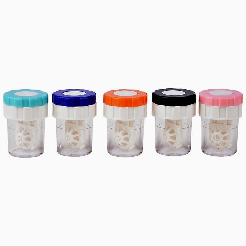 5 Pcs Contact Lens Barrel Cases, Contact Lens Cleaner Contact Washer Manual Rotation Contact Lens Cleaning Container for Eyes Care