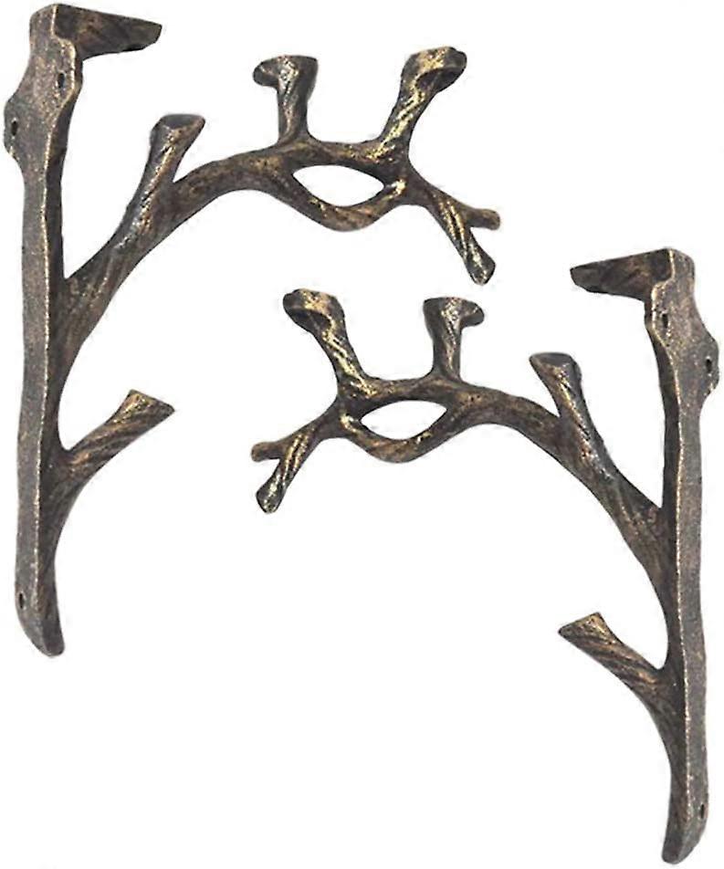 Vintage Shelf Brackets (2 Pieces), Cast Iron, Branch Shape Square Shelf, Do the Old Crafts, Creative Decorative Triangle Bracket, Wall-Mounted Book Sh