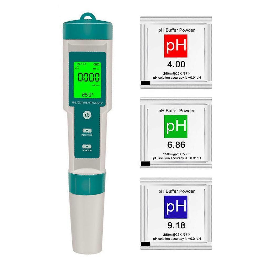7 ב 1 בודק איכות מים בעל יכולת גבוהה עט בדיקת איכות מים PH / TDS / EC / מליחות / ORP / S.G / מדידת טמפרטורה