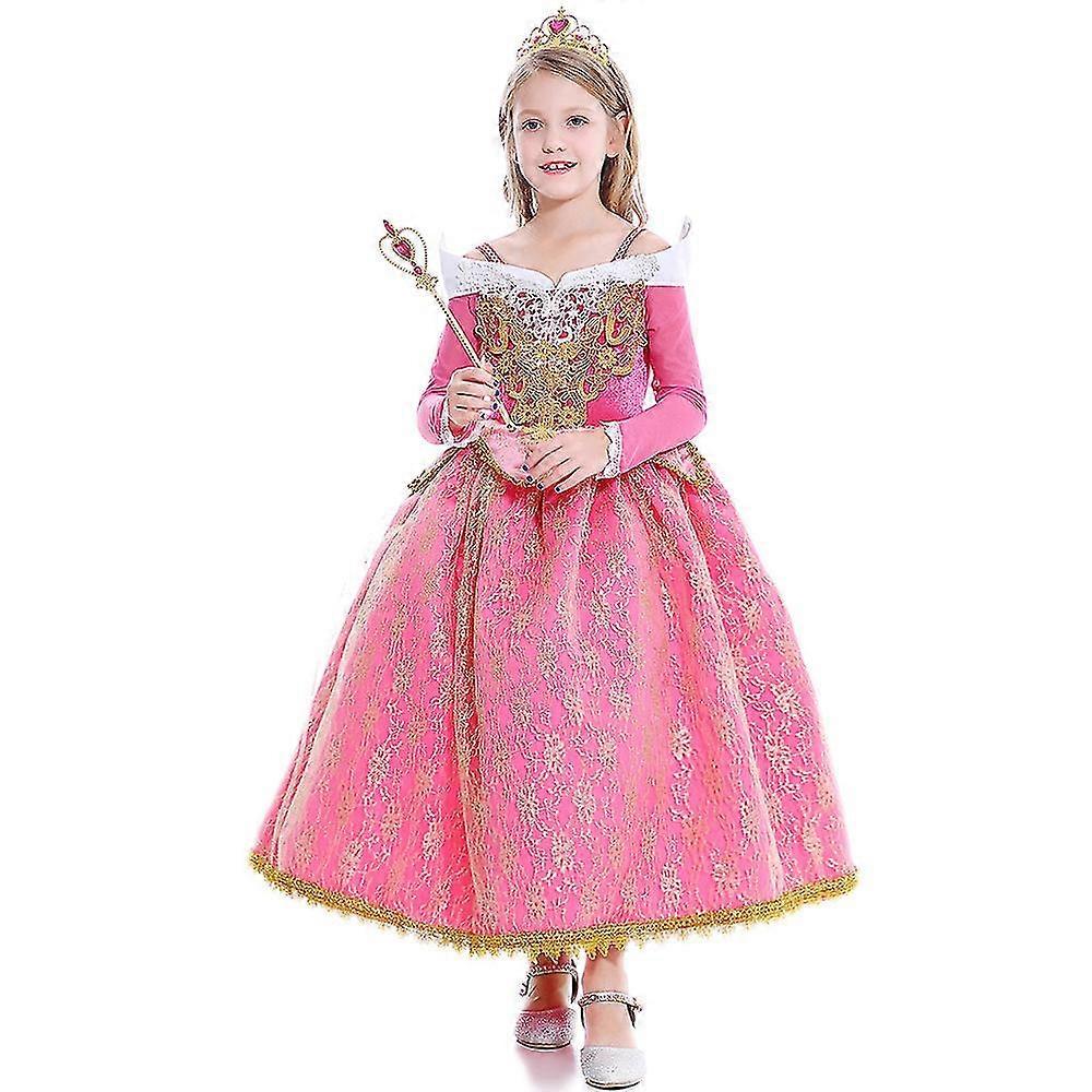 בנות שמלת נסיכה היפהפייה הנרדמת אורורה תחפושות קוספליי קרנבל מסיבת יום הולדת שמלות ורודות בגדי ילדים תלבושות
