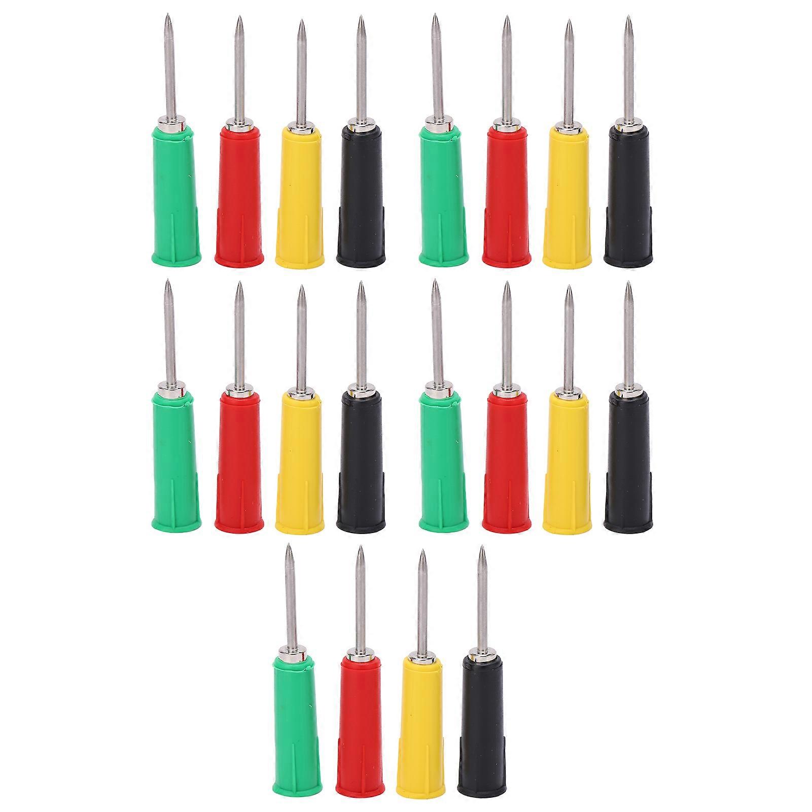 20pcs Tester Piercing Needle Kit 2mm 4?Color Multimeter Probes for 4mm Banana Socket Test Tool